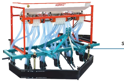 Agrikot SS Model seed cum fertilizer drill with gear box detail